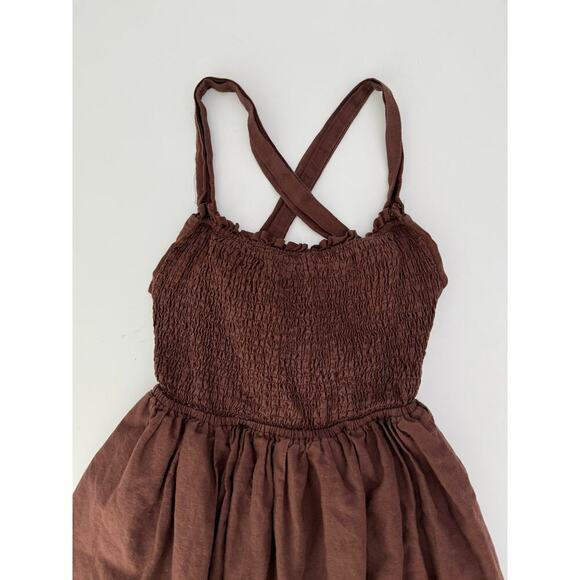 Peppermayo brown smocked mini dress - size 6 - Picture 5 of 6